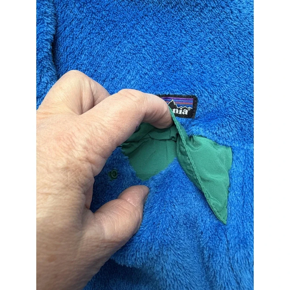 Patagonia Fleece Jacket Womens XS Blue Snap Pullover High Pile Thermal Pockets